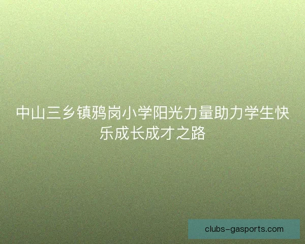 中山三乡镇鸦岗小学阳光力量助力学生快乐成长成才之路