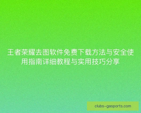 王者荣耀去图软件免费下载方法与安全使用指南详细教程与实用技巧分享